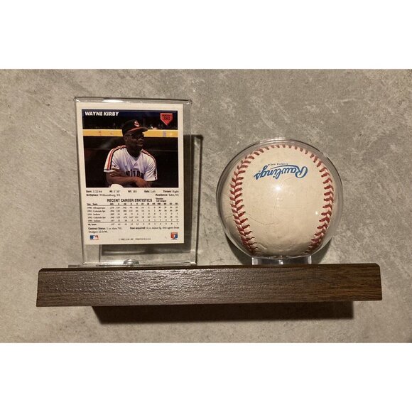 Wayne Kirby Autographed RAWLINGS  BASEBALL Card Display Cleveland Indians -READ - Picture 2 of 4
